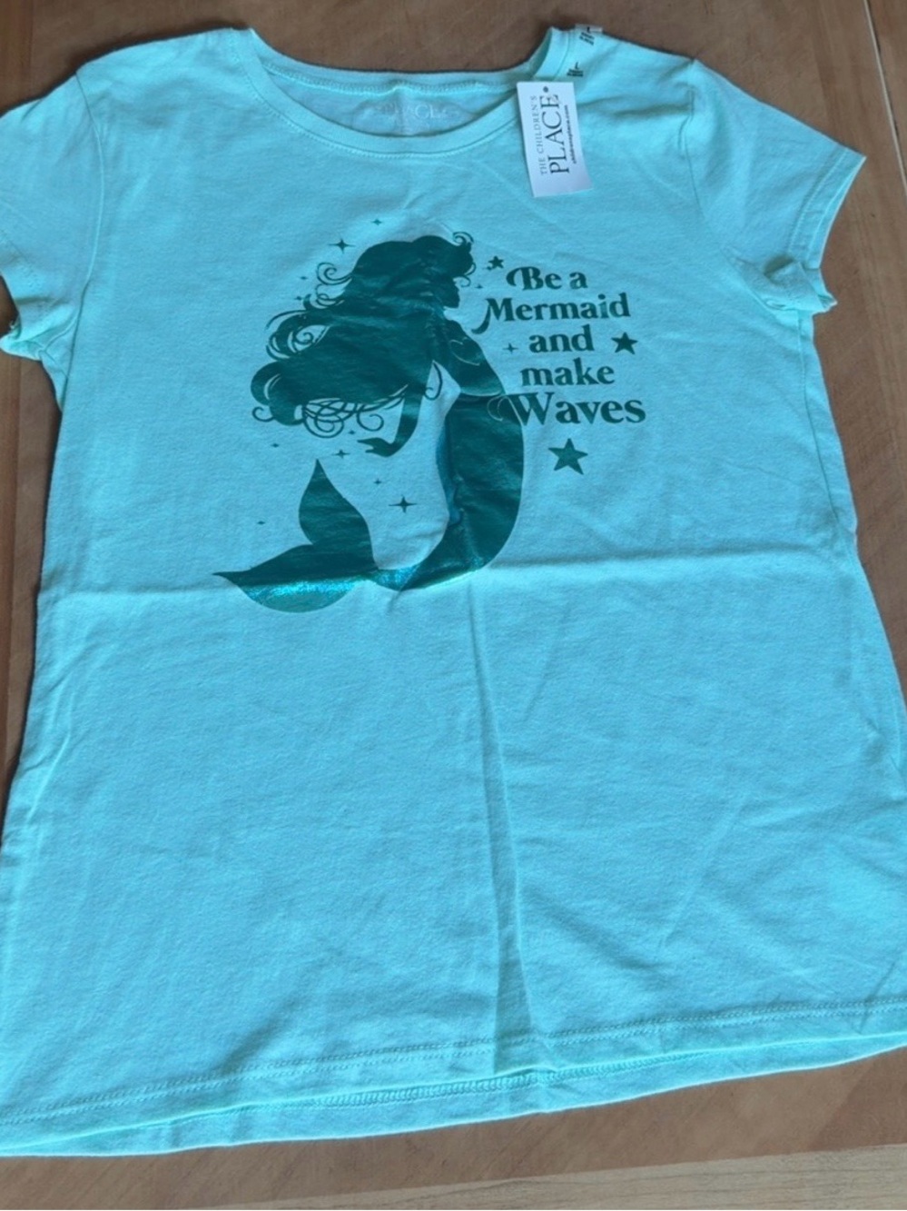 The Children's Place Aqua Tee with Teal Mermaid Graphic
